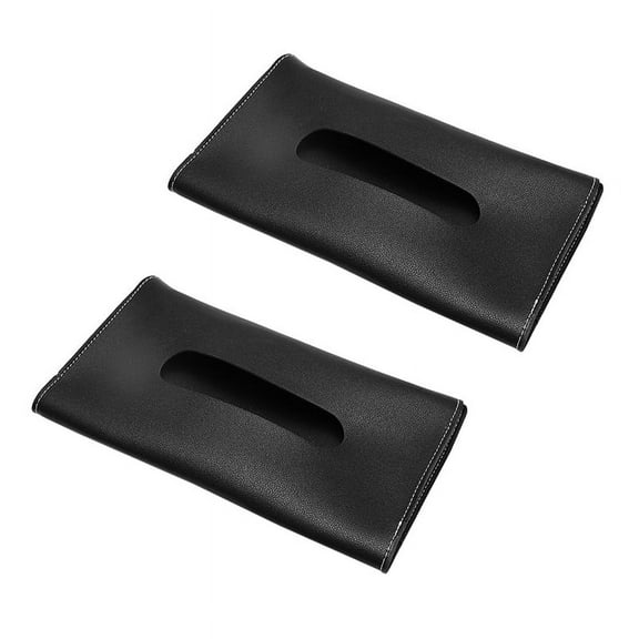 2X Car Tissue Box Towel Sets Car Sun Visor PU Leather Tissue Box Holder for Cars Black