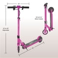thumbnail image 6 of Contixo Foldable Electric Scooter - Hub Motorized 180W, up to 10 MPH and 30min Ride Time, Battery Indicator, LED Wheels, Adjustable Handlebar, Helmet Included, Safe for Kids age 8+, S100 Pink, 6 of 8