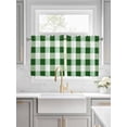 thumbnail image 2 of Green White Buffalo Check Half Window Curtains 24 Inches Long, Farmhouse Plaid Modern Geometric Window Treatment Curtain Drapes, Short Curtains Tiers for Kitchen Over Sink, 27.5"x24", 2 Panels, 2 of 7