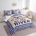 thumbnail image 3 of Homewish River House Twin Bedding Sets 7-Piece for Boys Girls,Retro Vintage Cabin Bedding Comforter Set Microfiber,Blue Plaid Grid Breathable Sheet Sets,Ultra Soft Home Decor,Reversible, 3 of 8