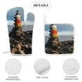 thumbnail image 4 of Ocean Lighthouse Heat Resistant Microwave Oven Gloves Set for BBQ Baking Grilling,Baking Gifts Cooks for Women,Housewarming Gifts for New Home, 4 of 6