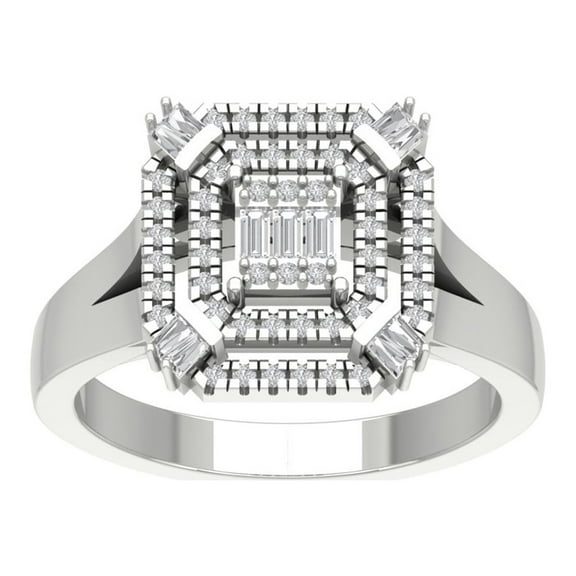 Araiya 10K White Gold Diamond Halo Band Ring for Women (3/8 cttw, I-J Color, I2-I3 Clarity), Size 7