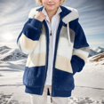 thumbnail image 2 of LRen Unisex Boys Girls Fleece Jacket Hoodie Sherpa Lined Zip Up Hooded Sweatshirt Kids Winter Jackets,B-Dark Blue,9-10 Years, 2 of 6