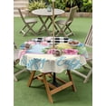 thumbnail image 5 of Outdoor Tablecloth with Umbrella Hole Zipper Easter Round Tablecloth 54" Waterproof Outside Table Cloth Spring Watercolor Bunny Eggs Flowers Black Plaid Patio Table Cover Tablecloths for Picnic Party, 5 of 8