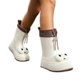 thumbnail image 7 of Cute Rain Boots for Women Big Eye Drawstring Cuff Mid Calf Rain Boots Waterproof Windproof Adjustable Slip On Garden Work Footwear, 7 of 7
