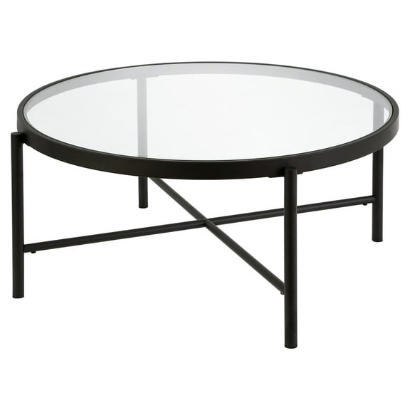 Evelyn&Zoe Duxbury 36" Wide Round Coffee Table, Blackened Bronze