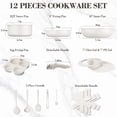 thumbnail image 6 of Vesteel 12Pcs Cookware Set, Nonstick Pots and Pans Set with Detachable Handles, Stackable Kitchen Cooking Set with Silicone Utensils Set, Induction Compatible & Oven Safe - Cream White, 6 of 8