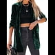 thumbnail image 1 of Cárdigan de Terciopelo de Larga para Mujer, Cuello de Solapa, Abertura Frontal, Suéter Vintage con Bolsillo. Verde Oscuro M, 1 of 9