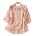 thumbnail image 2 of Women's Embroidered Blouse Cotton Linen Lantern Sleeve Peasant Boho Mexican Tunic Top Casual Baggy T Shirts Summer Holiday Shirts, 2 of 6