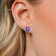 thumbnail image 3 of Gem Stone King 14K White Gold Blue Tanzanite Stud Earrings for Women Men (3.80 Cttw, Gemstone December Birthstone, Emerald Cut 8X6MM), 3 of 6