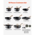 thumbnail image 2 of 19 Piece Pots and Pans Set Granite Nonstick Kitchen Cookware Black, 2 of 5