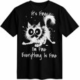 thumbnail image 4 of Everything is Fine Women's T-Shirt, Short Sleeve Tee Shirts Casual Tops Funny Cat Crewneck T Shirt for Women, 4 of 8