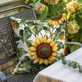 thumbnail image 5 of Spring Flower Throw Pillow Cover Sunflower Leaf Cotton Linen Cushion Cover Throw Pillow Case with Invisible Zipper for Couch Sofa Bed Chair Car 16x16 Inch, 5 of 9