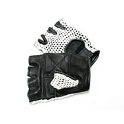 Meshback Leather Gloves, White - Large