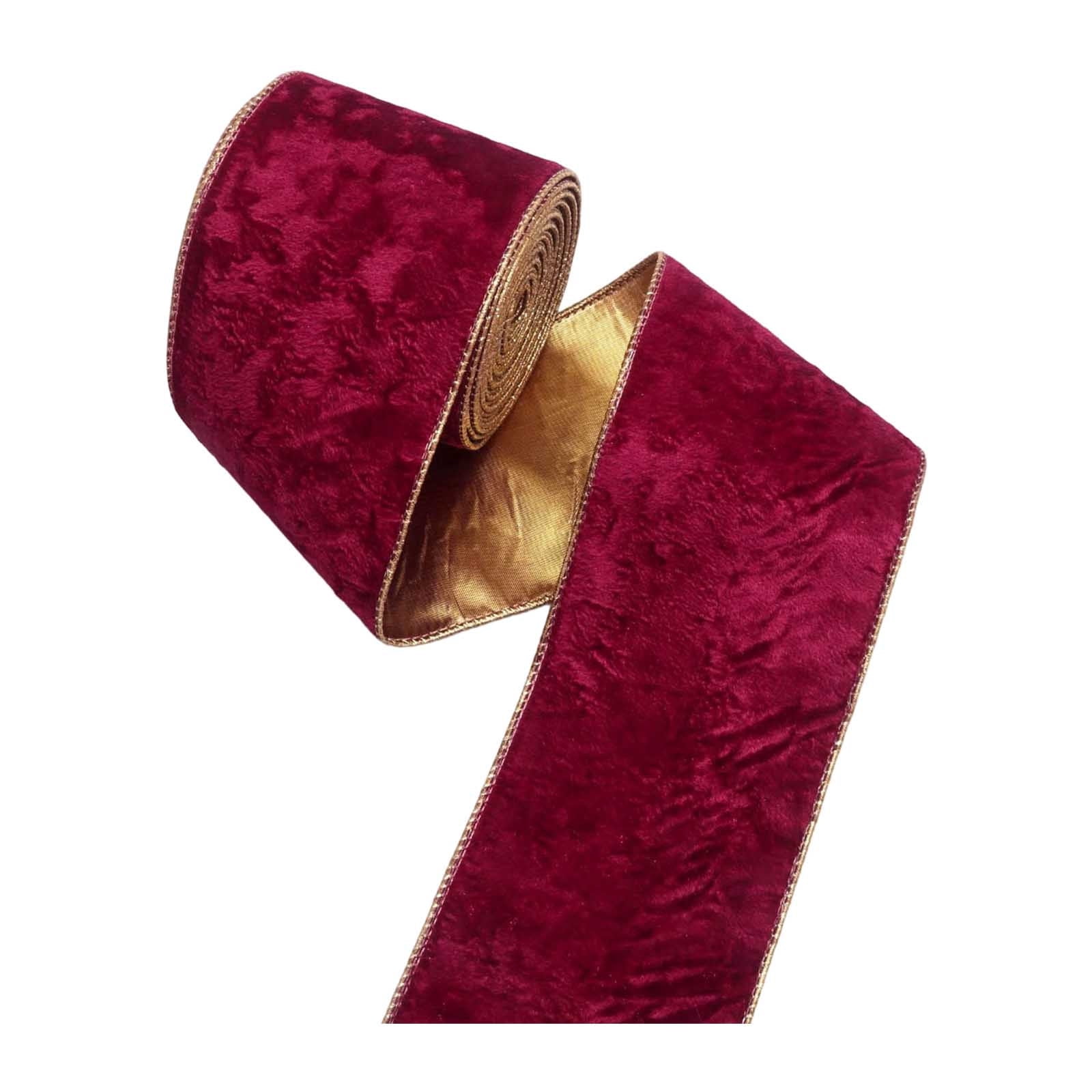 4Rolls Christmas Velvet Ribbon, 3.94 Inches Wide x 10 Yards Vintage Wrapping Ribbon for Holiday Gift Wrapping, Xmas Decor, Bow Making, Wreath Decorations, Floral Arrangements and DIY Craft Supplies