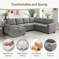 thumbnail image 4 of Marrber 106.2” U-Shaped Sectional Sleeper Sofa with Pull Out Bed & Reversible Storage Ottoman, Modular Sofa Bed for Living Room, Flannel Gray, 4 of 12