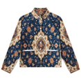 thumbnail image 4 of Jackets for Women Winter Coat Jackets Flannel Stand Collar Jacket(Blue Floral Oriental Rug,Size:S-4XL), 4 of 7