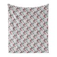 thumbnail image 1 of Geometric Soft Flannel Fleece Blanket, Complex Grid Pattern with Modern Design Squares and Chevron Details, Cozy Plush for Indoor and Outdoor Use, 50" x 60", Charcoal Grey White Red, by Ambesonne, 1 of 6