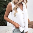 thumbnail image 6 of LEAVINGSUO Tank Tops for Women Summer Casual Solid Color Round Neck Button-Up T-Shirt White XL, 6 of 7