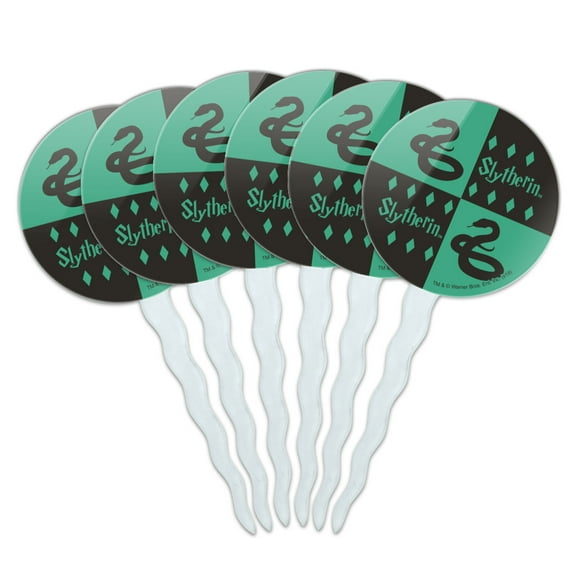 Harry Potter Slytherin Pattern Cupcake Picks Toppers Decoration Set of 6