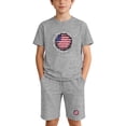 thumbnail image 2 of dazeni Boys 4th of July Outfit Kids American Flag Short Sleeve T-Shirt & Shorts Set for Independence Day Gray 13 Years, 2 of 9