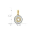 thumbnail image 2 of 14K Yellow and White Gold Floral Circle Pendant Necklace with Chain for Women, 2 of 5