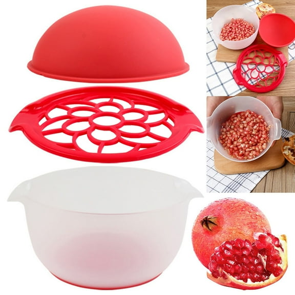 Multi-Function Corn Peeler,Pomegranate Seed Removal Silicone Pomegranate Bowl Peeling Tool Non Slip Easy To Use Red