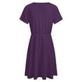 thumbnail image 5 of Dark Purple Women's Dress Short Sleeve Summer Sundress Summer Women Clothes, 5 of 7