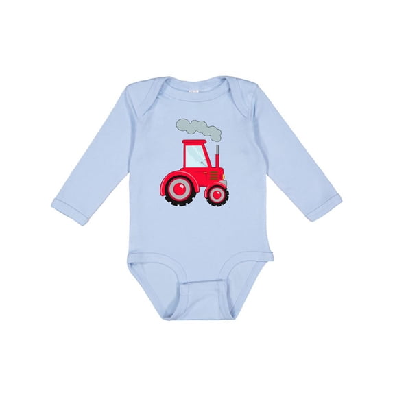 Inktastic Fun Red Tractor Boys or Girls Long Sleeve Baby Bodysuit