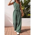 thumbnail image 2 of Women'S 2 Piece Outfits Linen Vest Waistcoat Dressy Casual Sets Wide Leg Pants Suits  Green S, 2 of 5