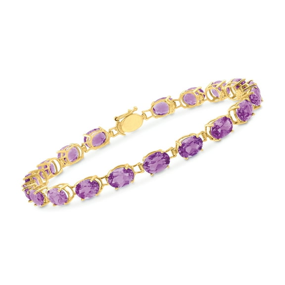 Ross-Simons 11.00 ct. t.w. Oval Amethyst Bracelet in 14kt Yellow Gold, Women's, Adult