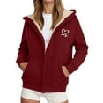 thumbnail image 2 of Jacket Women Zip Up Hooded Hoodie Winter Warm Soft Thermal Jackets Coats Outdoor Sports Pullover with Pockets Winter Coats for Women XXXL, 2 of 4