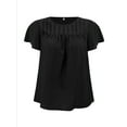 thumbnail image 4 of DARING DIVA Women's Plus Crew Neck Ruffle Casual Blouse 1X Black, 4 of 5