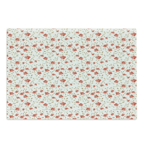Flower Cutting Board, Flourishing Peonies in Vintage Style Flower Buds Bloom Summer Garden Art, Decorative Tempered Glass Cutting and Serving Board, Large Size, Dark Coral White, by Ambesonne