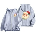 thumbnail image 4 of Telankuip Women's 2025 Christmas Oversized Zip-Up Hoodies Fall Winter Warm Comfy Long Sleeve Sweatshirts Cute Santa Claus Printed X-Mas Holiday Full Zipper Hooded Jacket Grey M, 4 of 8