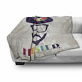 thumbnail image 3 of Hipster Soft Flannel Fleece Blanket, Abstract Man in a Hat Portrait with Glasses Mustache and Beard on Grunge Background, Cozy Plush for Indoor and Outdoor Use, 70" x 90", Multicolor, by Ambesonne, 3 of 6