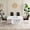 Table+4 Black Chairs, variant on JUFU 63'' Faux Marble Dining Table, White MDF Rectangle Kitchen Table for 4–6, Modern Dining Room Table