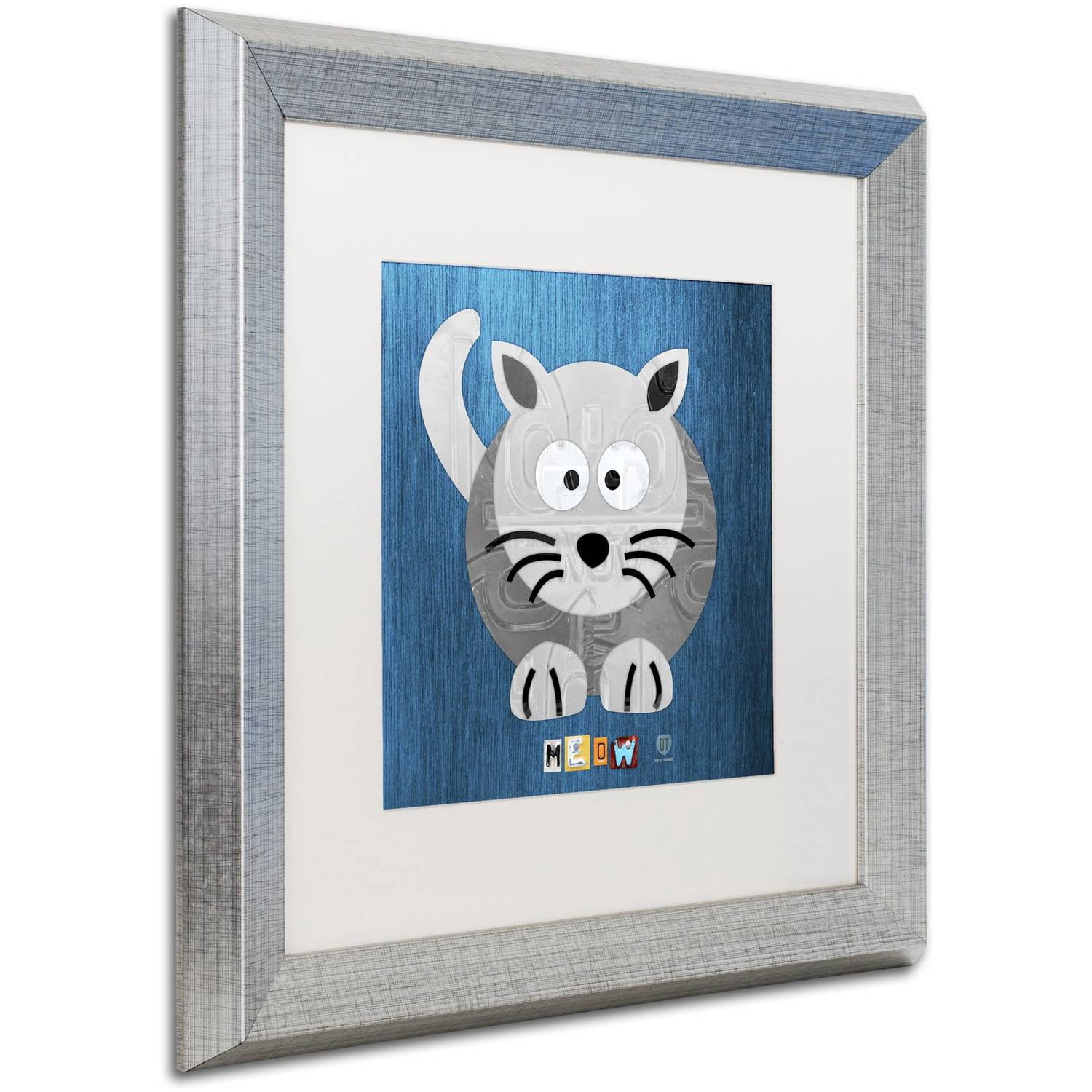 Trademark Fine Art 'Meow The Cat' Canvas Art by Design Turnpike, White Matte, Silver Frame