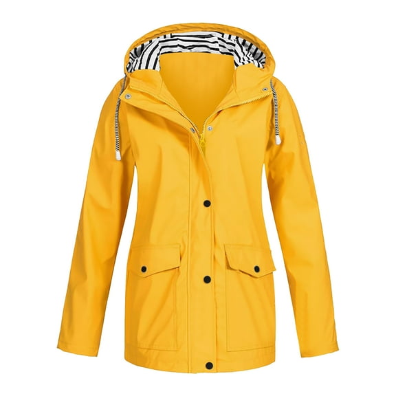 GEWSEY Women's Anorak Military Jacket Lightweight Casual Cotton Coat with Hood (Yellow, XL)