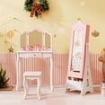 thumbnail image 2 of Costway Coiffeuse pour Enfants Ensemble Princesse Table de Maquillage et Chaise avec Armoire à Bijoux Rose, 2 of 10
