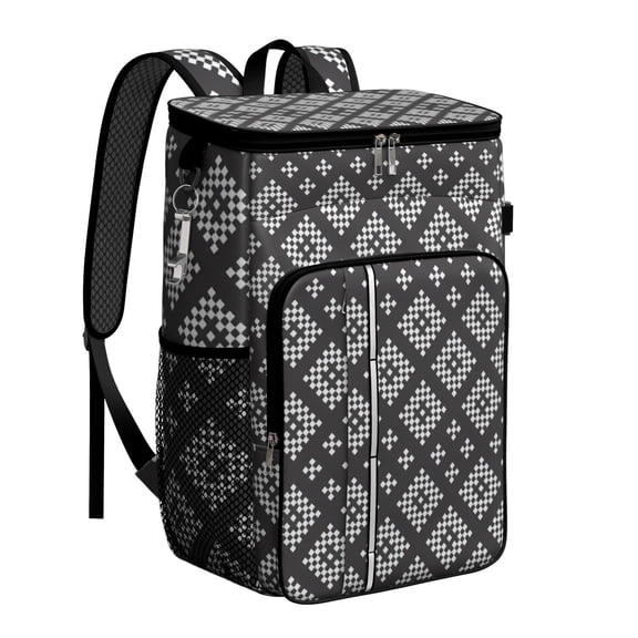 Abstract Vintage Insulated Backpack Cooler - 20L Soft Cooler Bag, Floral Design for Camping