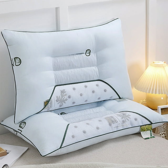 Hotel Quality Soft Fluffy Pillow for Back Stomach Side Sleepers, Comfort Support Bed Pillow with Reinforced Structure, Breathable Polyester Sleeping Pillow for Guest Room Dorm Home, Blue