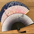 thumbnail image 2 of Retro Style Folding Fan Female Japanese Pattern Retro Cloth Art Craft Gift Home Decoration Ornament Dancing Hand Fan, 2 of 10