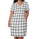 thumbnail image 2 of Vestido de verano holgado con bolsillos para mujer traje con estampado de ventana blanco y negro, 2 of 6