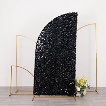 BalsaCircle 7 feet Black Big Payette Sequin Double Sided Half Moon Wedding Arch Backdrop Stand Cover Party Events