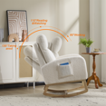 thumbnail image 4 of IVV Modern Upholstered Rocking Chair with Solid Wood Legs and Side Pocket, Teddy Fabric Accent Armchair with High Back for Living Room, Bedroom (White), 4 of 8
