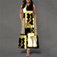thumbnail image 1 of Vestido largo bohemio con estampado Floral para mujer, vestidos elegantes ahuecados, sexys, de cintura alta, sin mangas, para fiesta, 1 of 4