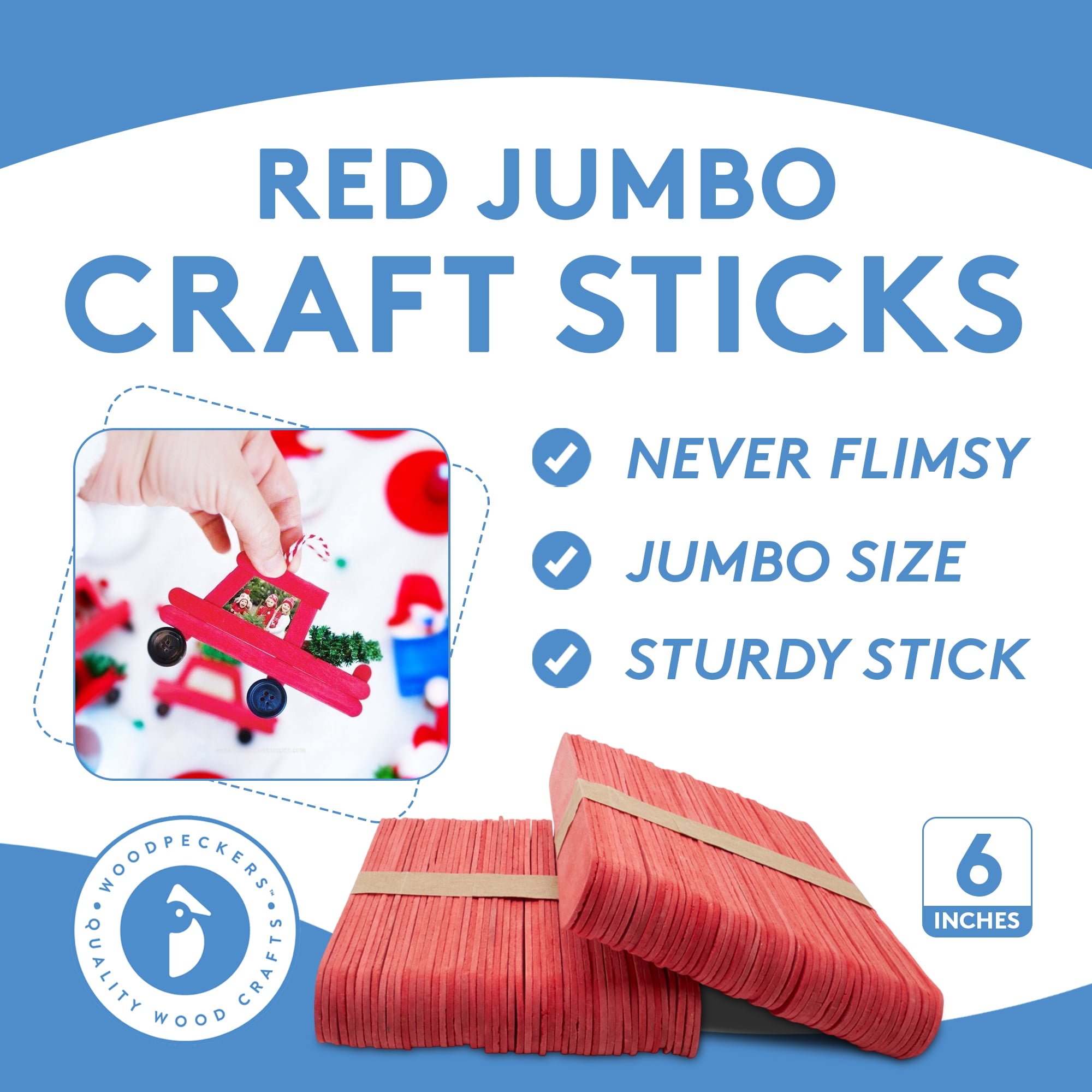  200 pcs Jumbo Wooden Craft Sticks Pack - Bulk Popsicle