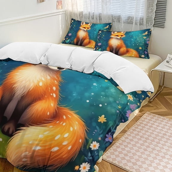 Fox in Enchanted Garden Bedding Set Couple Bedclothes Pillowcase Customized Home Textiles Bed Set for Bedroom Decoration