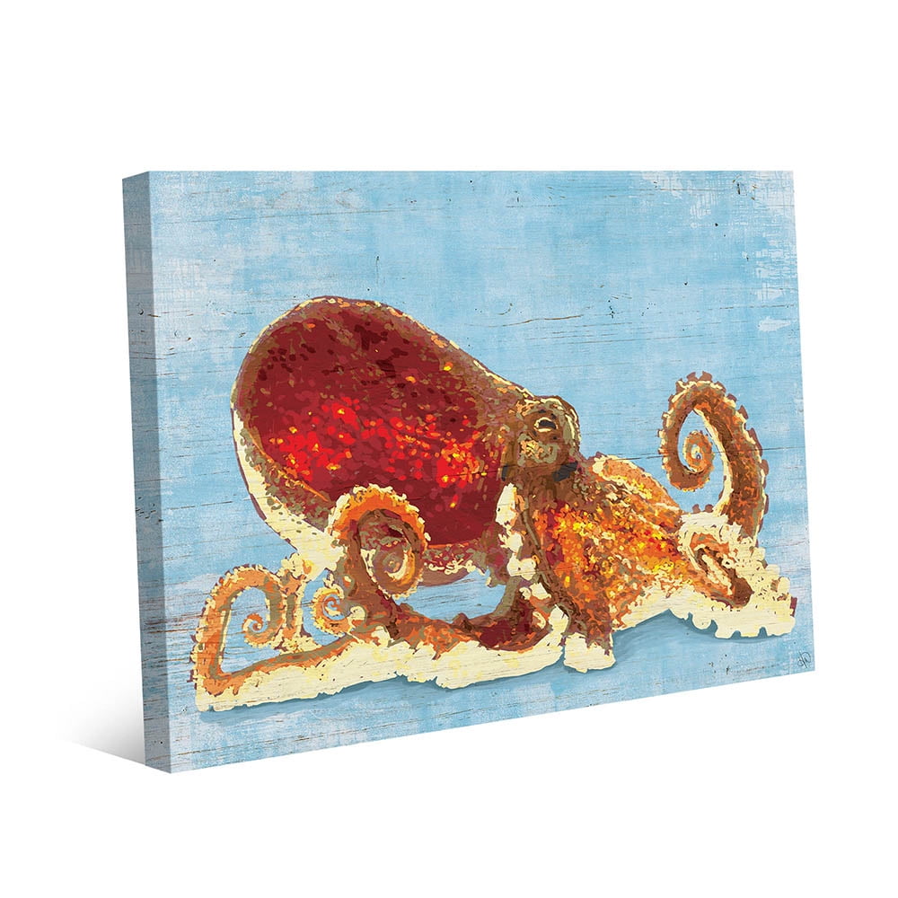 Orange Octopus 16" x 20" Canvas wall art